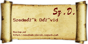 Szedmák Dávid névjegykártya